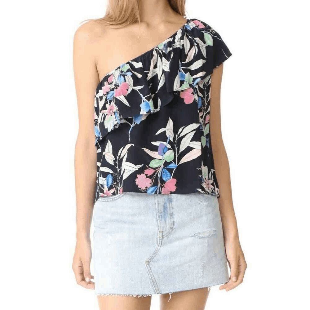 NWT Yumi Kim Womens Fairy Tale Midnight Floral One Shoulder Baja Top Size XS